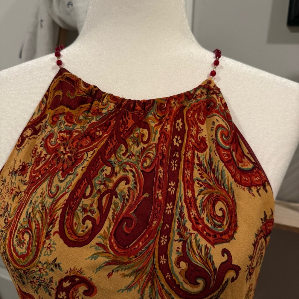 Silk  Halter Maxi Dress with beading on neckline - Picture 9 of 15